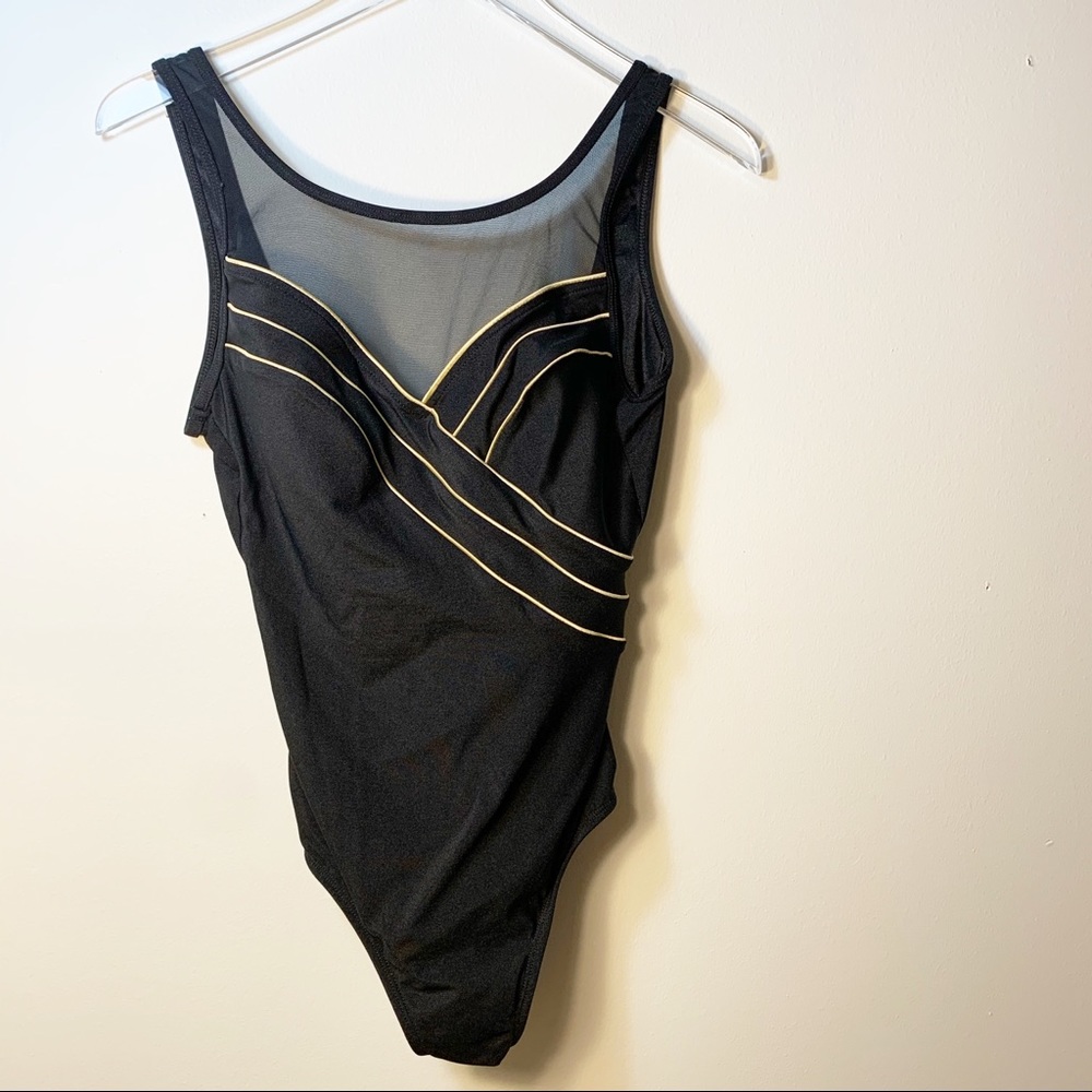 Robby Len | Black Gold Sheer Swimsuit | 12